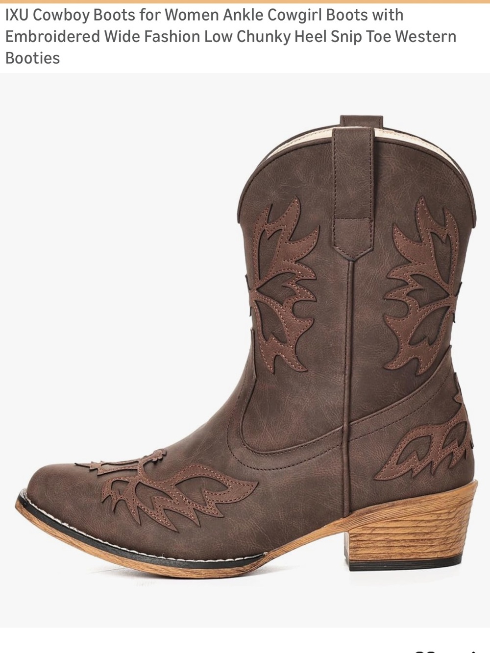 Women's Brown Embroidered Western Ankle Boots